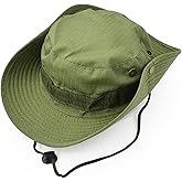 Outdoor Wide Brim Sun Protect Hat, Classic US Combat Army Style Bush Jungle Sun Cap for Fishing Hunting Camping