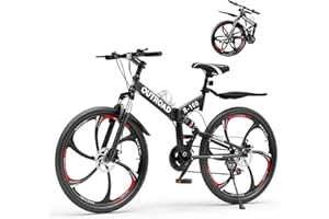 Brightpeak 26" Foldable MTB – 21-Speed Full Suspension, High-Carbon Steel Frame, Dual Disc Brakes & Quick-Release Tires – Adults & Teens (Multiple Colors)