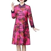 Bitablue Women’s Mandarin Collar Traditional Peony Crinkled Long Chinese Reversible Jacket