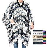 Artisans Bazaar Traditional Mexican Baja Poncho Men and Women Authentic Gaban Serape Sarape Blanket Pancho Jorongo Cowboy