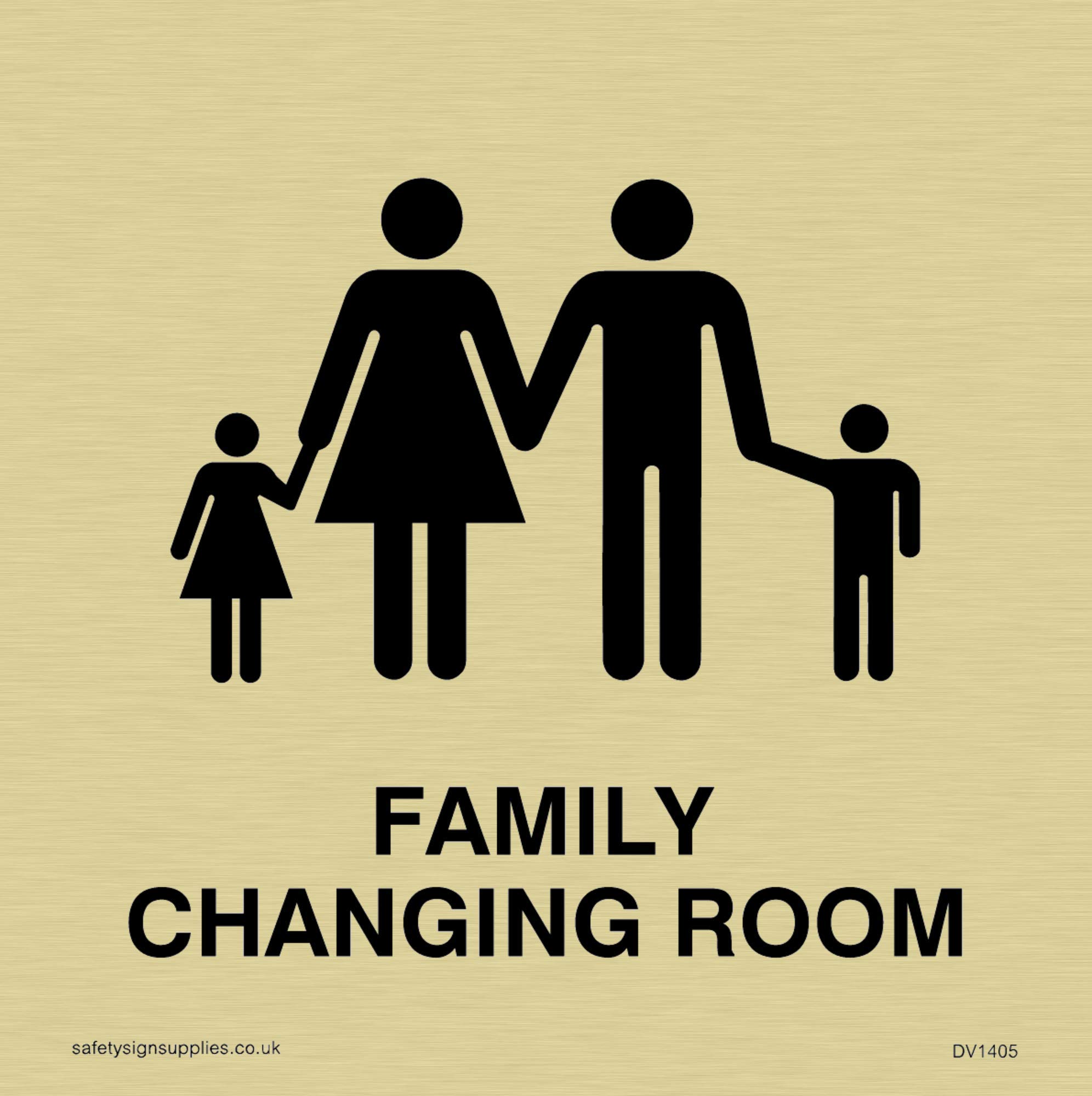 Viking Signs DV1405-S10-G "Family Changing Room" Sign, Plastic Semi-Rigid Gold, 100 mm H x 100 mm W
