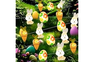 UgyDuky Easter String Lights, 10Ft 30 LEDs Bunny Egg Carrot Lights, Battery Powered Lights for Spring Home Decor, Indoor Outd