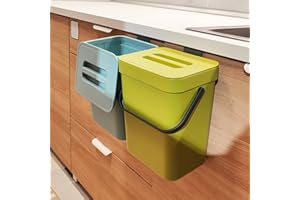 stonespace Small Kitchen Trash Can with Lid, Compost Bin Indoor Kitchen Sealed, Under Sink Trash Can, 5 L/1.3 Gallon Plastic Trash Bin, Green