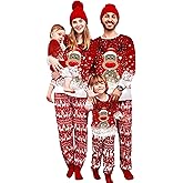 Cysincos Family Matching Christmas Pajamas Set Xmas Pjs Set Soft Long Sleeve Holiday Sleepwear Outfits for Women Men Couples