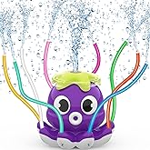 SAMTOP Outdoor Water Spray Sprinkler for Kids and Toddlers, Summer Outside Toys Backyard Games with 8 Wiggle Tubes, Attaches 