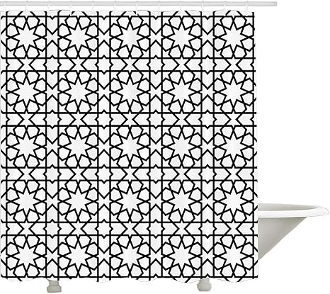 Amazon Gooeoo モロッコスタイルモザイク飾り幾何学模様クラシック装飾アートプリントシャワーカーテン3dプリント防水コートポリエステル生地浴室付き12フック71インチ シャワーカーテン ホーム キッチン オンライン通販