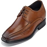 CALTO Men's Invisible Height Increasing Elevator Oxfords Shoes - Brown Leather Lace-up Dress Derby - 3 Inches Taller - G60126B - Size 10 D(M) US