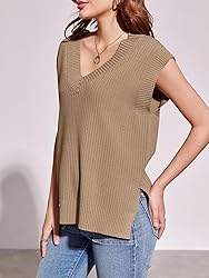 Saodimallsu Womens V Neck Sweater Vest Oversized