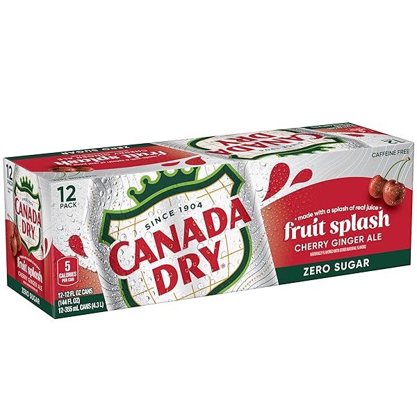 CANADA DRY ZERO SUGAR CHERRY GINGERALE FRUIT SPLASH 12OZ, PACK OF 12