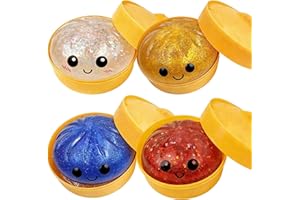 Glitter Dumpling,Glitter Dumpling Squishy Box,Dumplings Squishy,Anxiety Relief Fidget,Soft Squeeze Decompression Dough More S