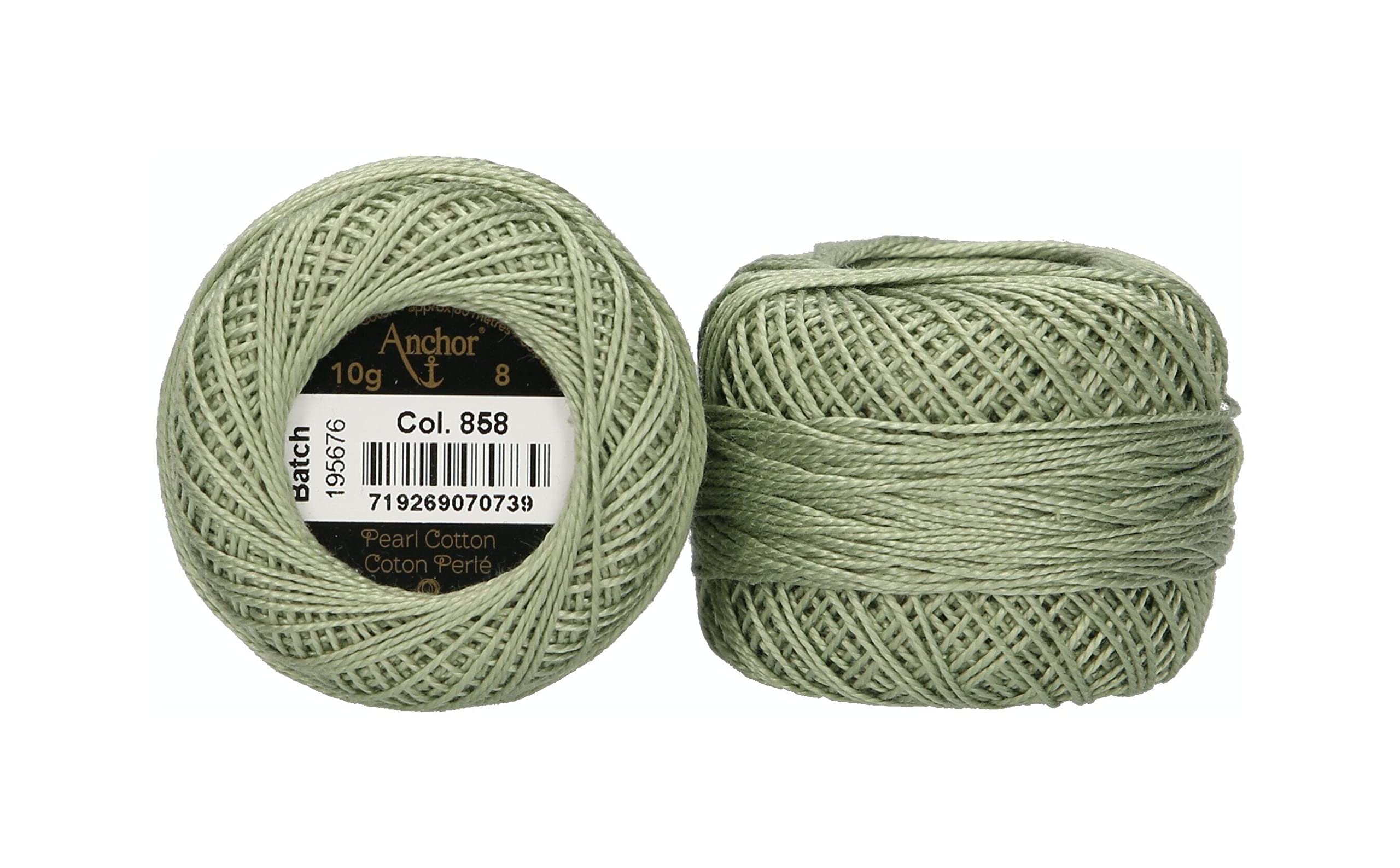 ANCHOR Pearl Yarn, Thickness: 8, Packaging: 10G, Running Length: 82M graugrün Embroidery Threads — image 1