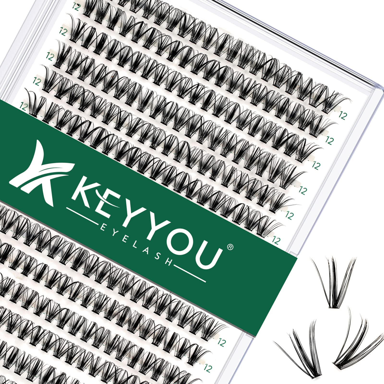 Photo 1 of Lash Clusters 300pcs Eyelash Clusters 30D 0.07D Curl 12mm DIY Eyelash Extension KEYYOU Large Tray Volume Soft&Natural Individual Lashes(30D-0.07D,12?