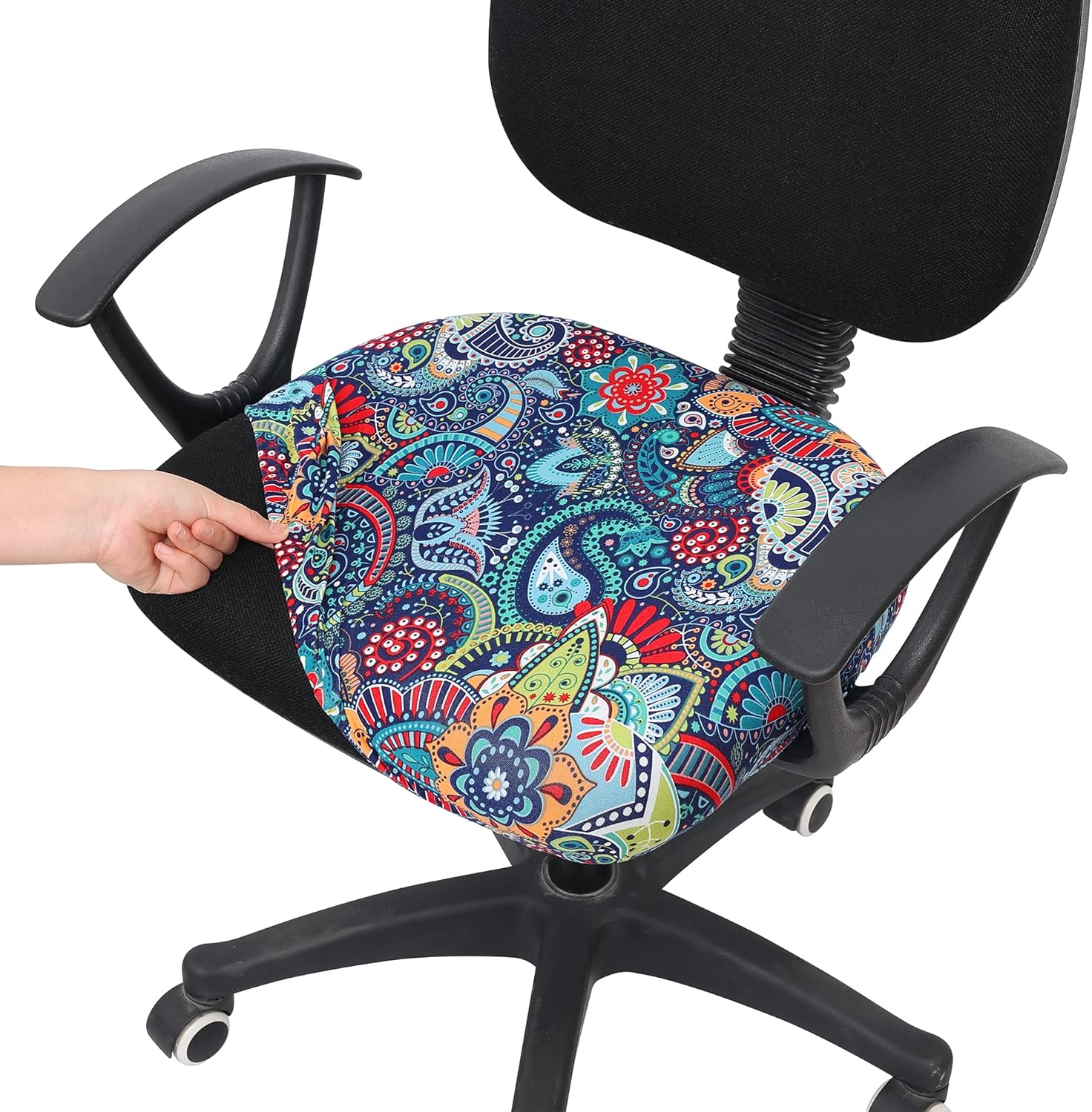 Slipcovers - smiry Printed Office Computer Chair Seat Covers, Soft Stretch Washable Universal Rotating Desk Chair Seat Cushion Protectors - Paisley