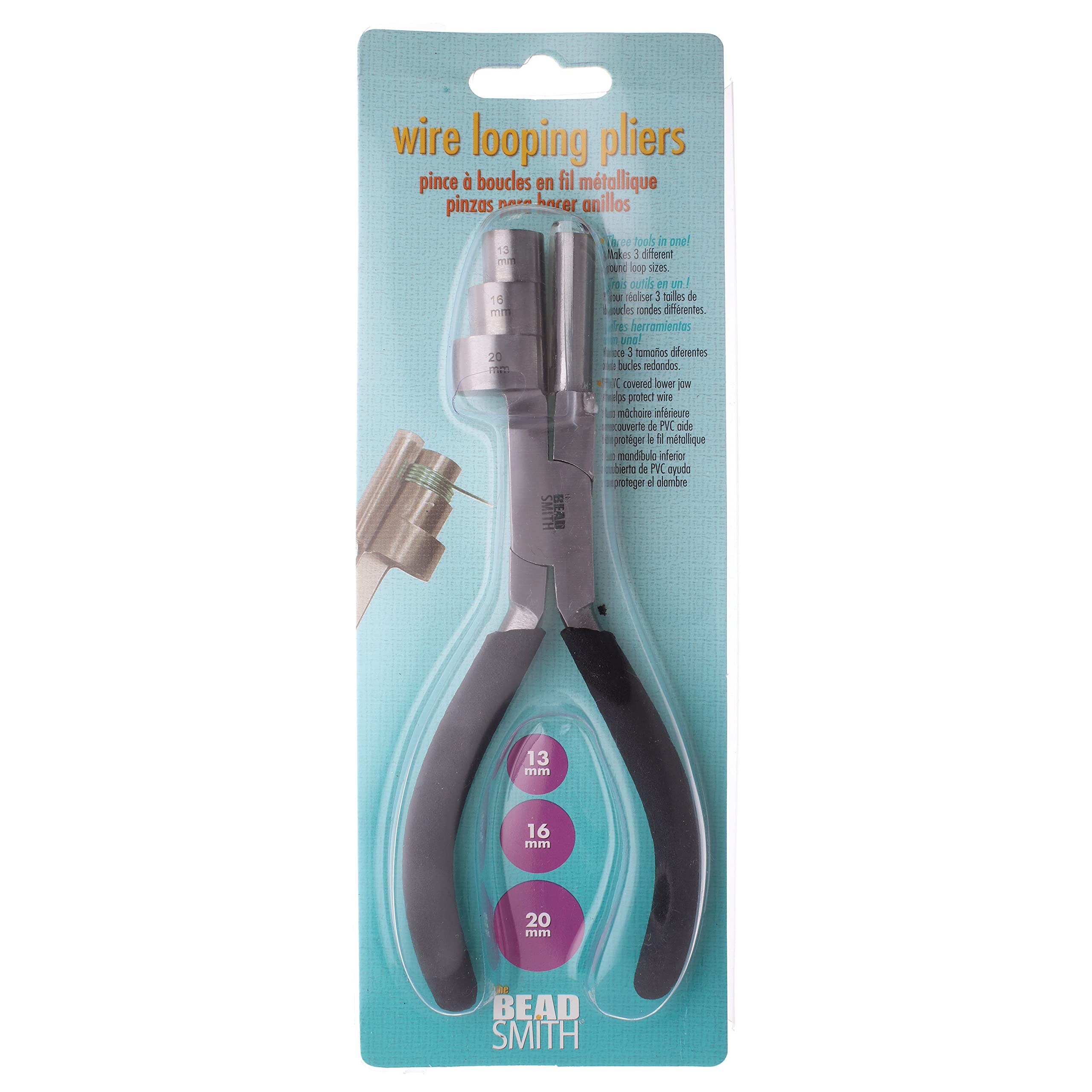 The Beadsmith Big Wrapper Pliers – Multi-Step Wrapping Tool –13, 16 & 20mm Barrels - 7 Inches Long, 1.25” Stainless Steel Jaws, Cushioned Grips – Use to Shape Rings and Make Consistent Sized Loops …