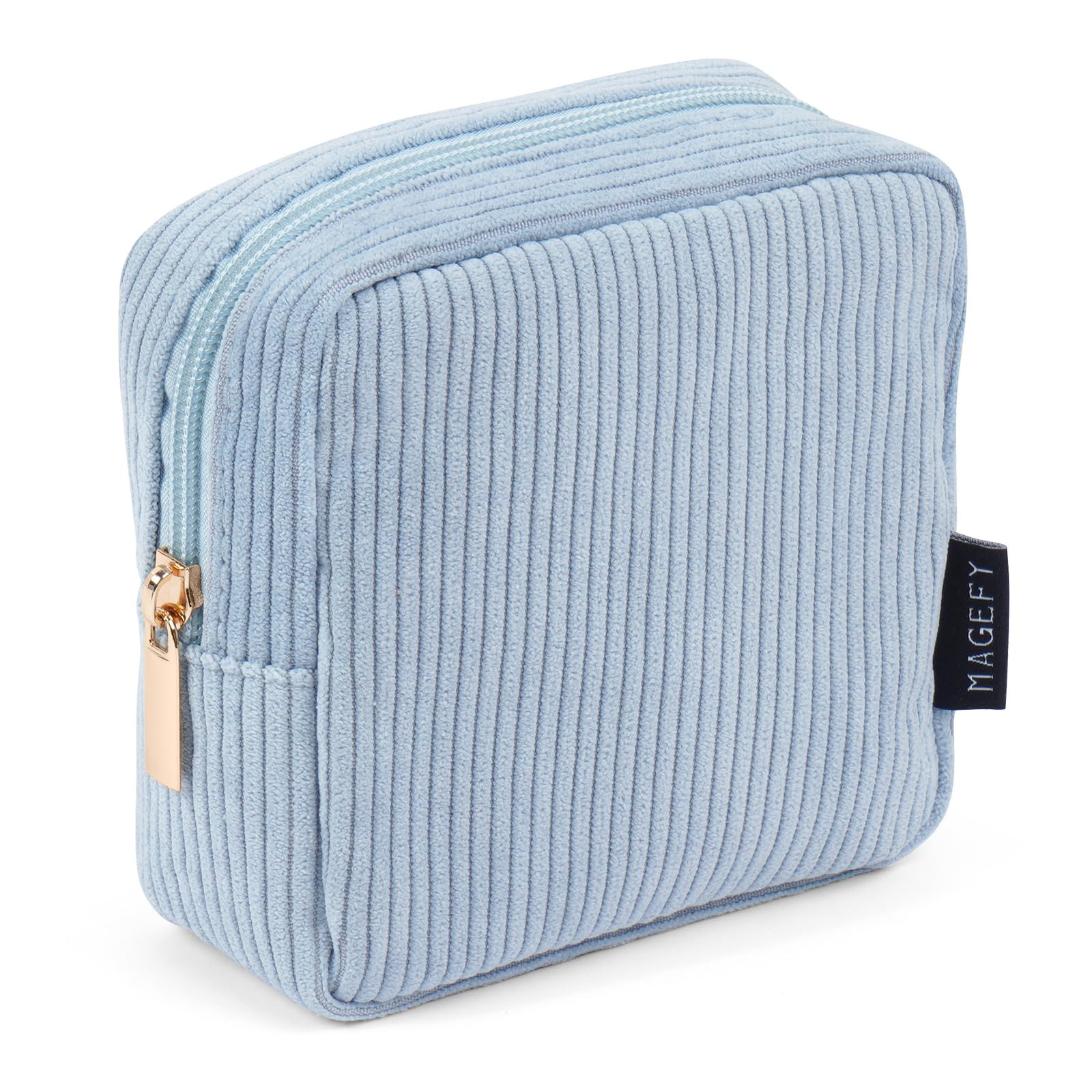 MAGEFY Makeup Bag, Small Makeup Bag for Handbag Cute Cosmetics Bag Purse Pouch for Women with Compartments (Blue) — image 1