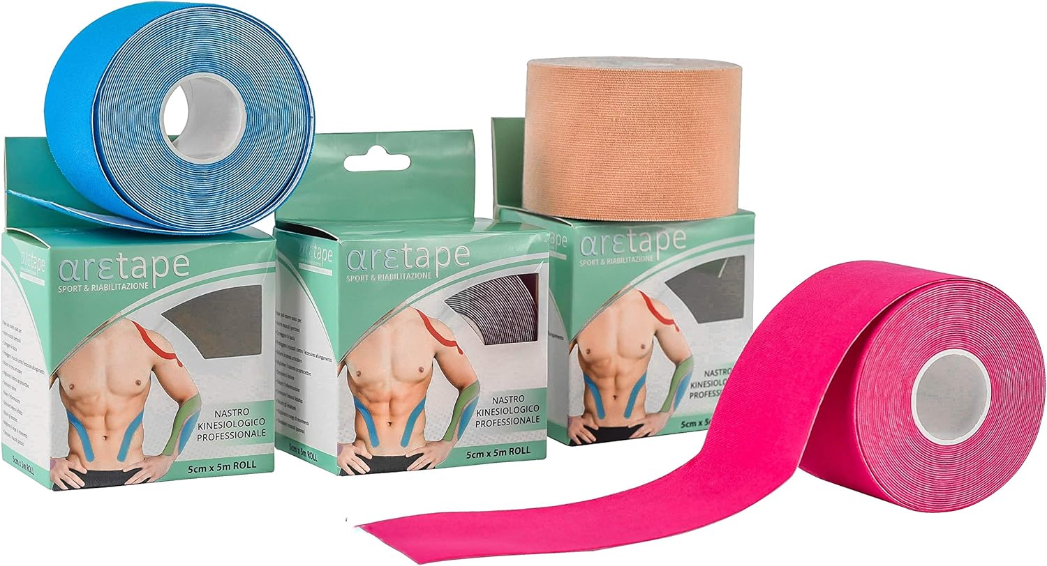 αrεtape 4 Rotoli Nastro Kinesiologico neuromuscolare Professionale