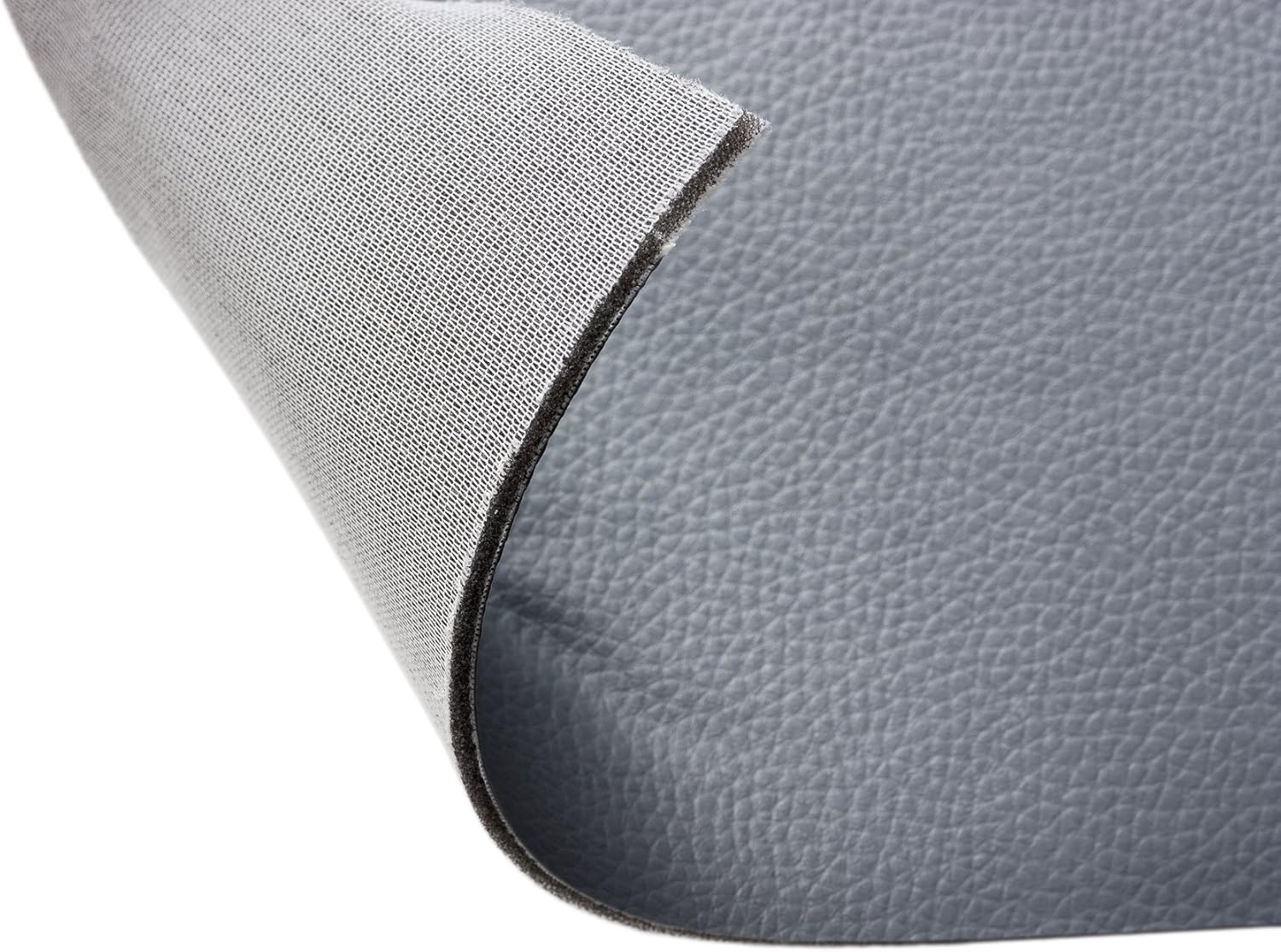 Synthetic leather with foam and and fabric at the back side grey