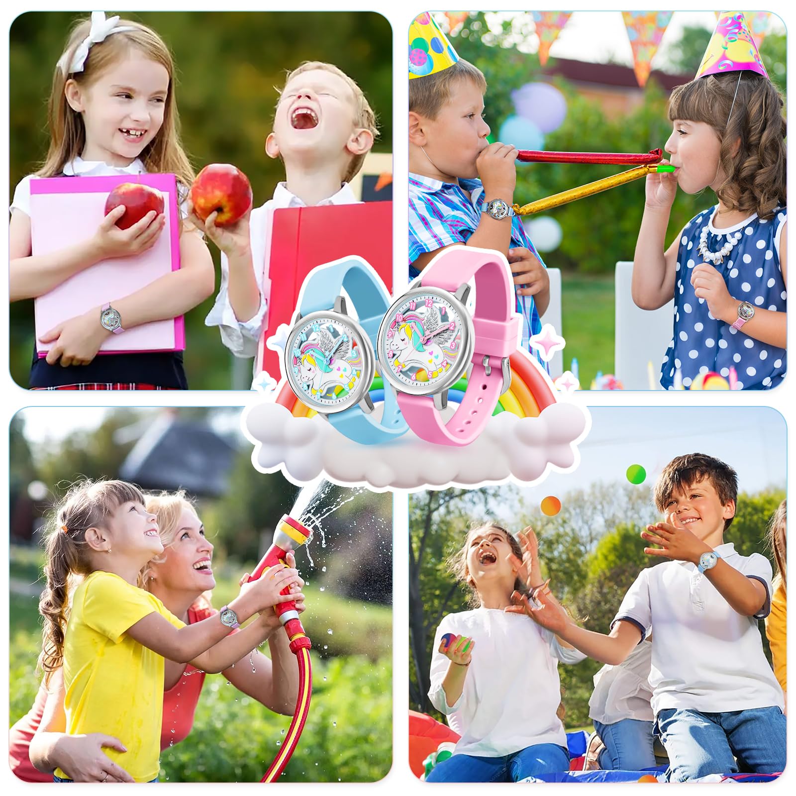 Bisley Children Watch for Boys and Girls Cute Unicom Dial Silicone Strap Easy to Read