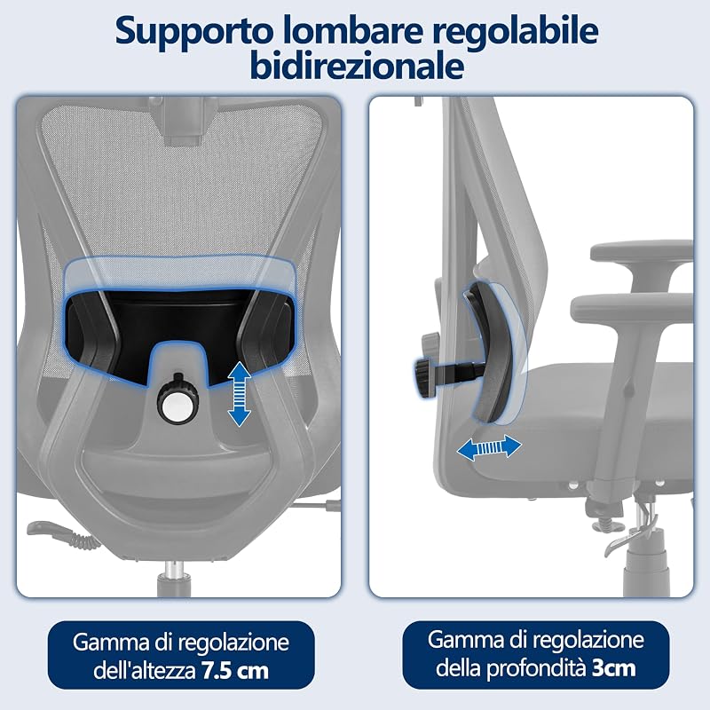 Poltrona/Sedia Ufficio Bloccabile Ergonomica Lombare Ruote Nera