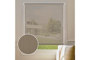 Persilux Solar Roller Shades for Window Blinds (34" W x 72" H, Cocoa) Room Darkening UV Protection 5% Openness Light Filtering Window Shades Blackout Roller Blind for Windows, Home Easy to Install