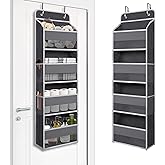 TYMENSH Over The Door Hanging Organizer with 4 Large Pockets – Closet, Bathroom, Nursery, Bedroom, Dorm Storage for Toys, Cosmetics, and Baby Essentials, Gray