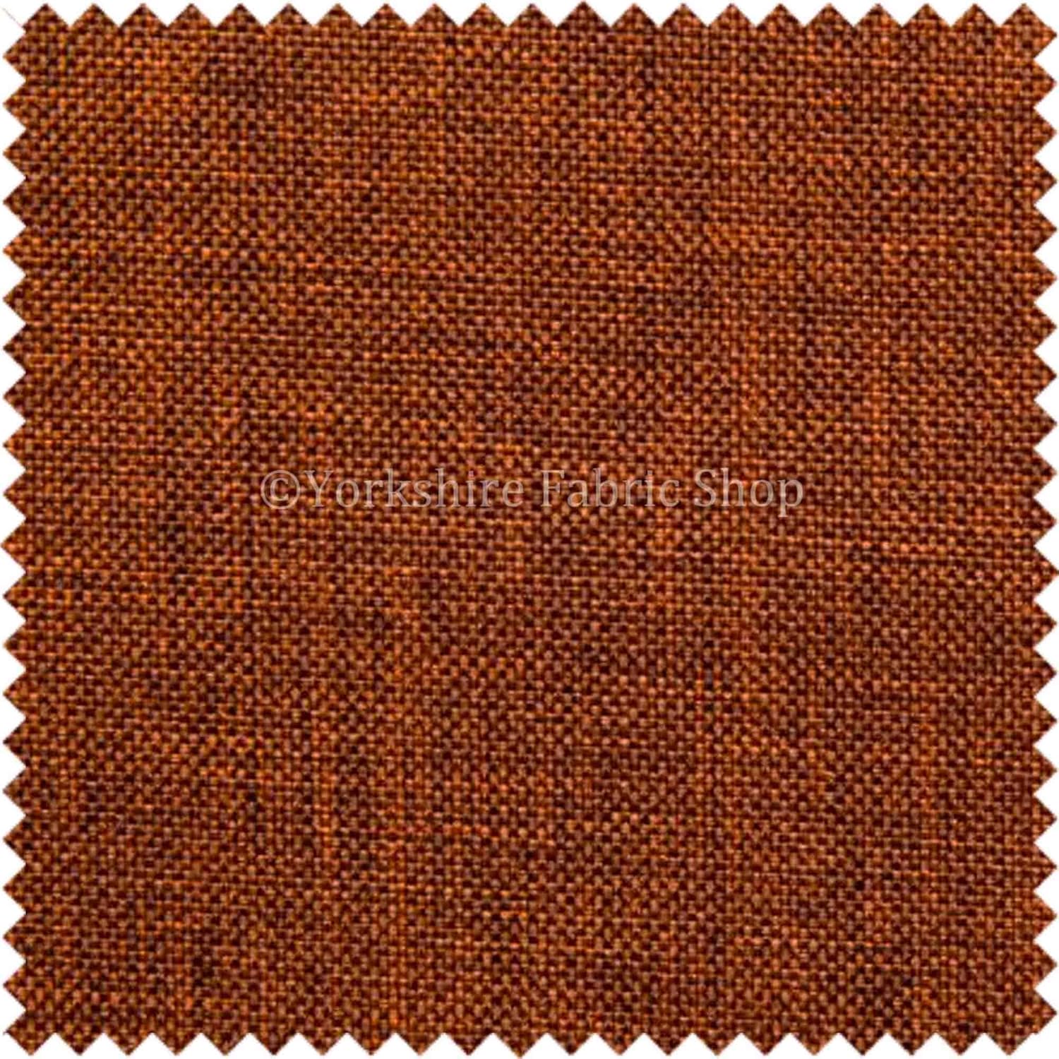 Hard Wearing Linen Effect Durable Chenille Fabric Rust Orange Colour