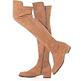 N.N.G Women Over Knee Boots Suede Thigh High Long Comfort Black Winter Low Square Toe Block Heel