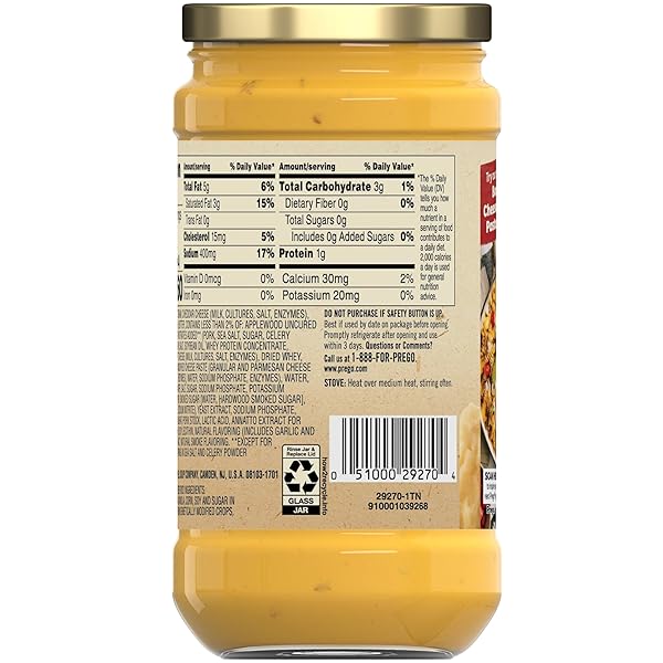 PREGO CHEESY BACON CHEDDAR CHEESE SAUCE, 14.5 OZ JAR