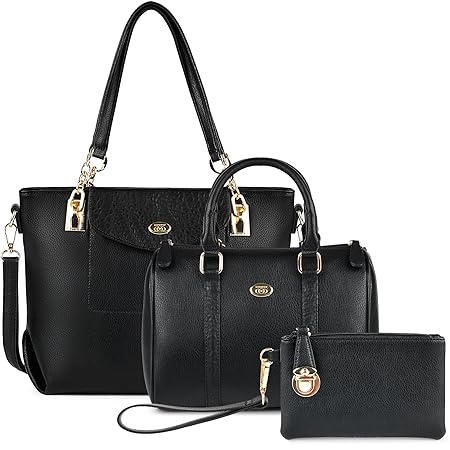 Damen Handtaschen, Coofit Handtasche Leder Tasche Set mit Crossbody Tasche Umhängetasche Damen Henkeltaschen Handgelenktasche
