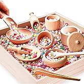 Montessori Sensory Bin Tools: 1 Wooden Box + 11 Sensory Tools for Toddlers & Preschool Children - Fine Motor Learning Pretend Play