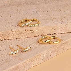 Inerney Gold Huggie Hoop Earrings Set for