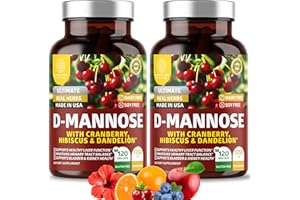 Number One Nutrition 2-Pack N1N Premium D Mannose with Cranberry and Dandelion [Max Strength, 1350mg] Supports Urinary Tract Health, Flush Impurities and Bladder Health Support, 240 Veg Caps