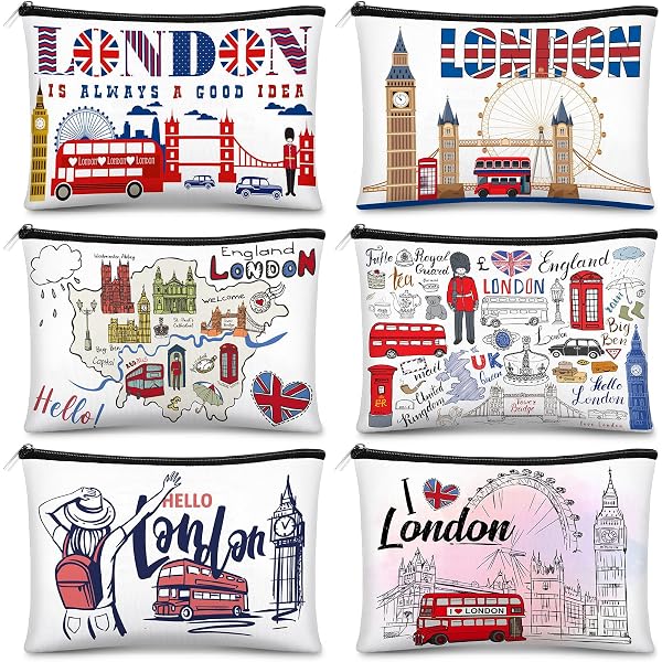 LONGXIN Vintage Make-up Tasche – London-Buchthema, Wasserdicht & Großes Fassungsvermögen Für Reisen
