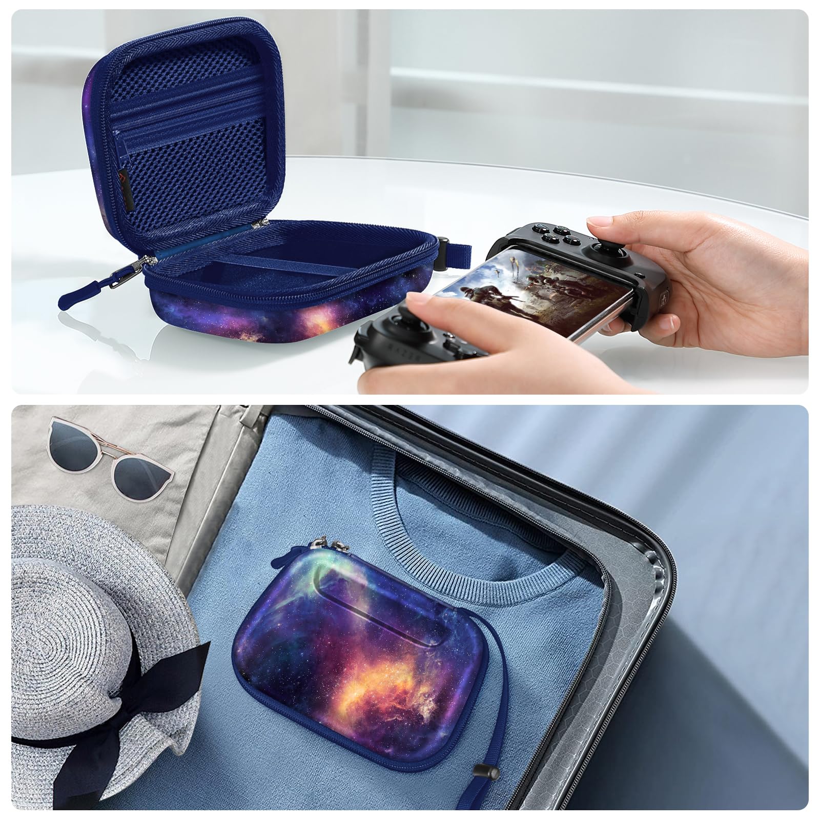 Fintie Carrying Case Compatible with Razer Kishi Mobile Game Controller - [Shockproof] Hard Shell Protective Cover Travel Bag with Inner Pocket (Galaxy)