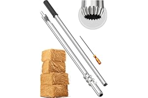 SturdyShape Hay Probe Bale Sampler For Drill 27 Inch New Spiral Design With Serrated Tip Comes with Dowel and Metal File for Resharpening - Durable Stainless Steel (2025)