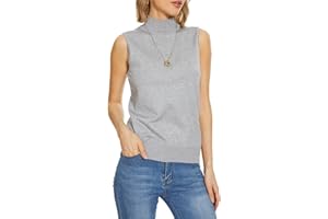 INKOFF Sleeveless Mock Neck Tops for Women Sweater Knit Turtleneck Soft Basic Vest Tank Lightweight