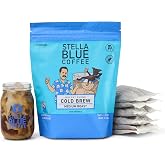 Cold Brew Coffee Bags, Big Cat Blend, Medium Roast, Arabica, Ground Coffee | Stella Blue Coffee, 6 Packets, Arabica, Rainforest Alliance Certified, Smooth Bold Finish, Ethically Sourced, Makes 24 Cups