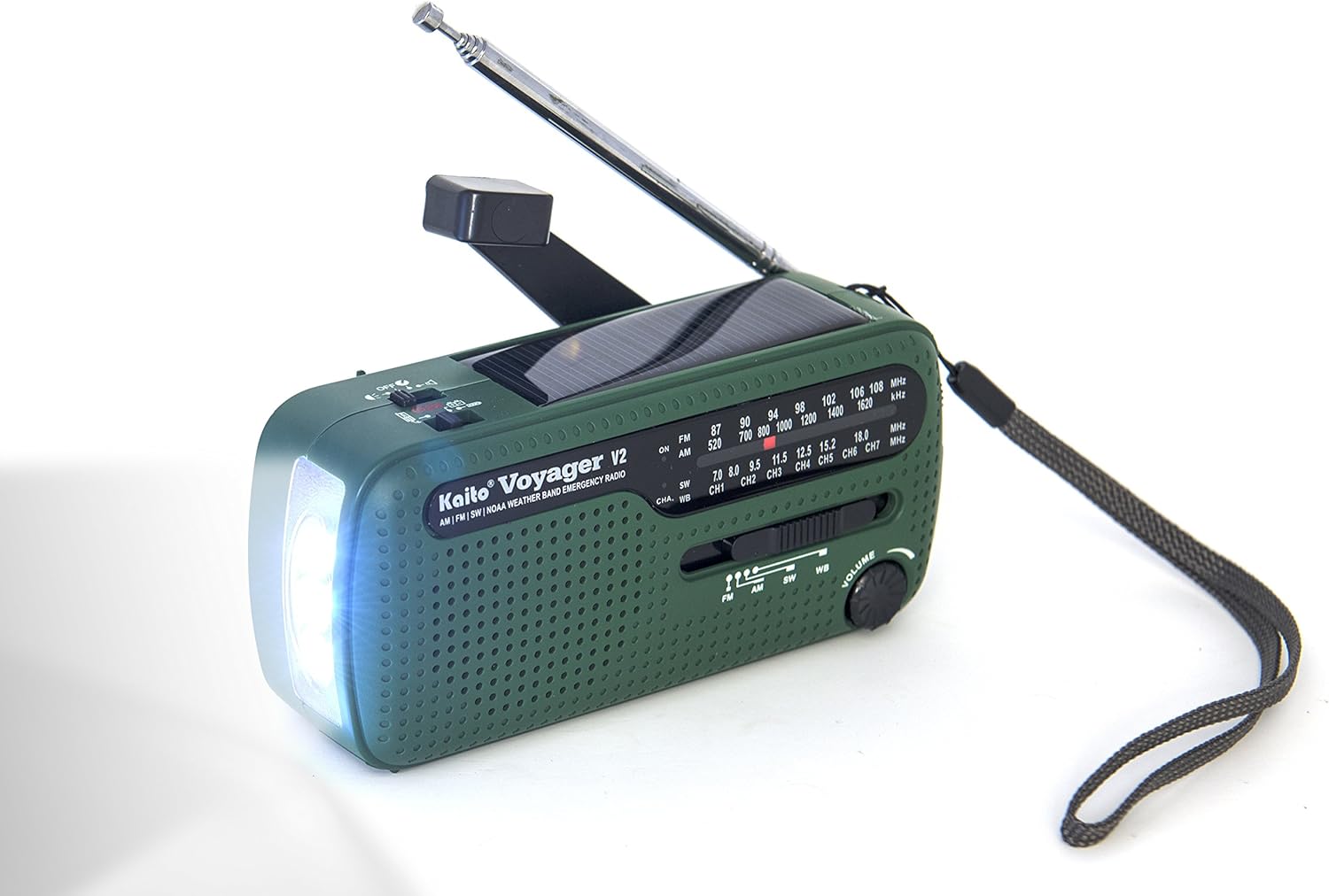 Best NOAA Portable Solar/Hand Crank AM/FM, Shortwave & NOAA Weather Emergency Radio with USB Cell Phone Charger & LED Flashlight (Green): Home Audio & Theater