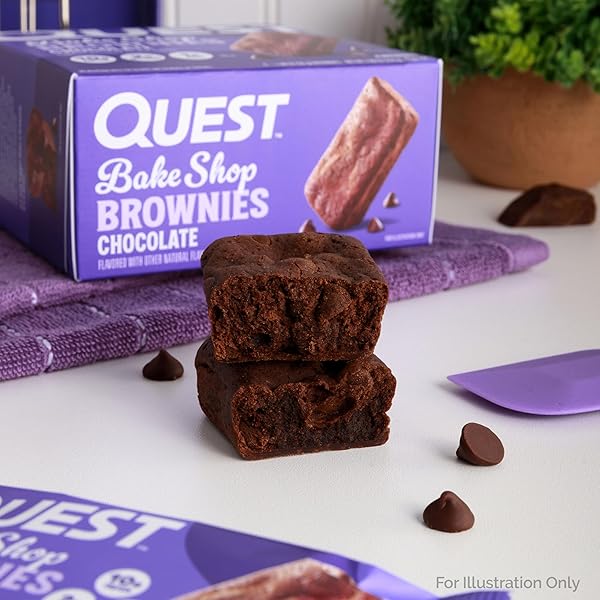 QUEST NUTRITION BAKE SHOP, CHOCOLATE BROWNIES, 10G PROTEIN, 2G NET CARBS, 1G SUGAR, 4 COUNT