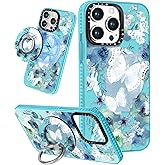 Lotadilo for iPhone 13 Pro Case for Women Girls - Cute Design Compatible with Magsafe Magnetic Ring Holder Stand Butterfly Aesthetic Pattern TPU Phone Covers for iPhone 13 Pro Phone Case