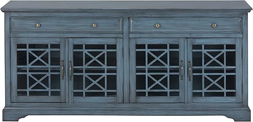 Jofran Craftsman 70 Media Unit 70 Wx 19 Dx 32 H Antique Blue Finish Set Of 1
