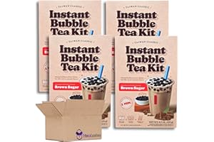 Instant Bubble Tea Kit Value Pack | Bundled by Tribeca Curations | Flavor | Pack of 4 (12 Total Kits) (Brown Sugar)