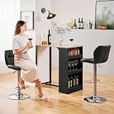Yaheetech Bar Stools Set of 2 PU Leather Swivel Adjustable Height Black view 2