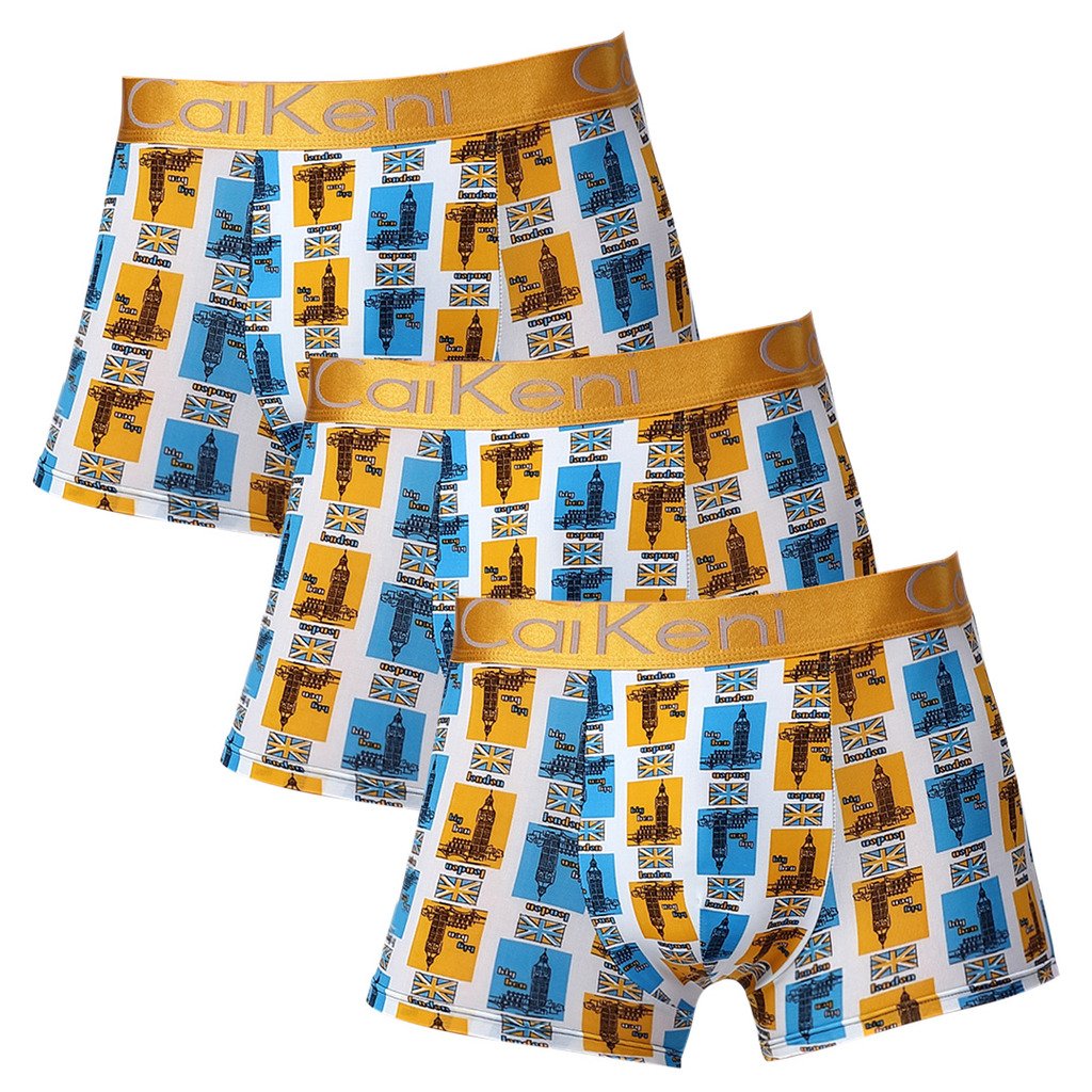 CAIKENI Men 3 PIC Underwear Trunks Comfort Soft Boxer Short Yellow XL