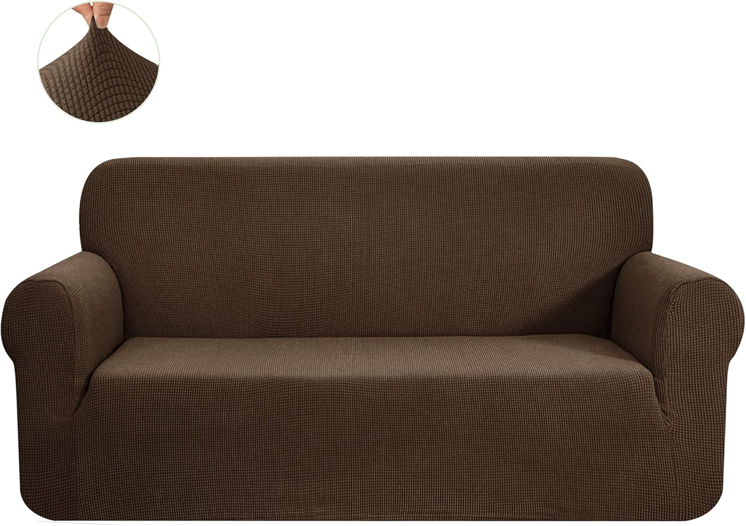 CHUN YI Stretch Sofa Slipcover 1-Piece Couch Cover Furniture Protector，3 Seater Settee Coat Soft With Elastic Bottom，Checks Spandex Jacquard Fabric, Large, Gray: Home & Kitchen