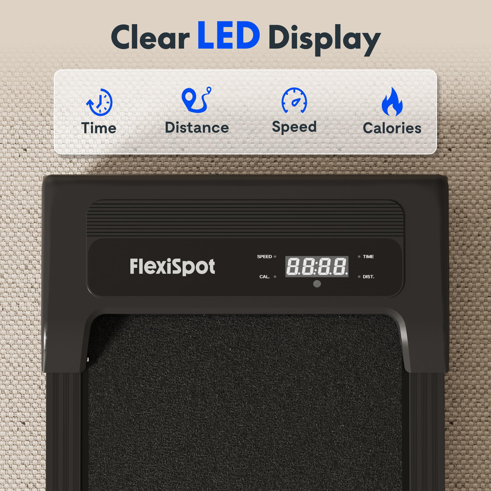 FlexiSpot Laufband Walking Pad für zuhause und Büro bis 120kg, Geräuscharme Laufbänder 1-6km/h, 4 in 1 Tragbares Laufband mit Fernbedienung und LED Display 3