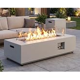 NICESOUL 42" Outdoor Propane Fire Pit Table, 50,000 BTU Rectangle Natural Gas Firepit with Tank Table, No Assembly Low Profile Fire Table for Outside Patio &amp; Backyard, CSA Certified, Grayish White