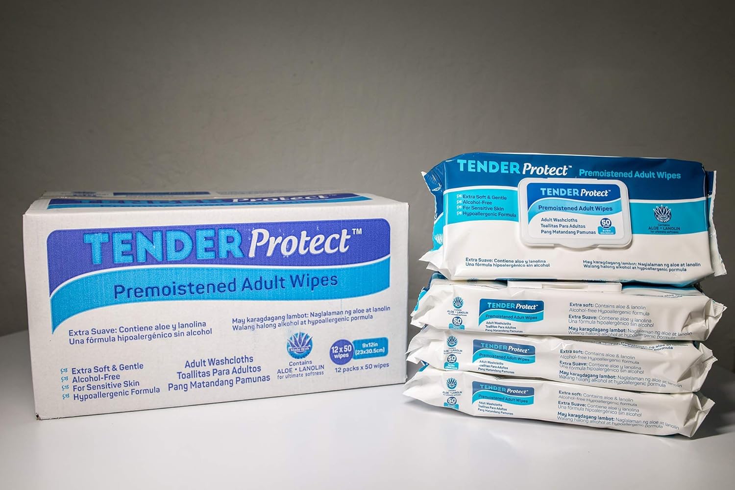 TENDERProtect® Adult Wipes with Aloe, 9x12, for Incontinence (600/Cs): Health & Personal Care