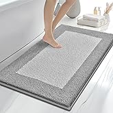 anllugs Bathroom Rugs 30" x 46", Non-Slip Extra Soft Absorbent Bath Rugs, Machine Washable Quick Dry Bath Mats for Bathroom Floor, Shower, Bathtub and Sink, Light Grey & Grey
