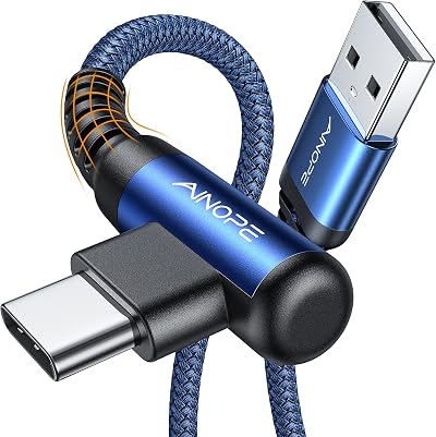 AINOPE AP544-2M Type C Cable 2-Pack 6.6ft Right Angle Nylon Braided
